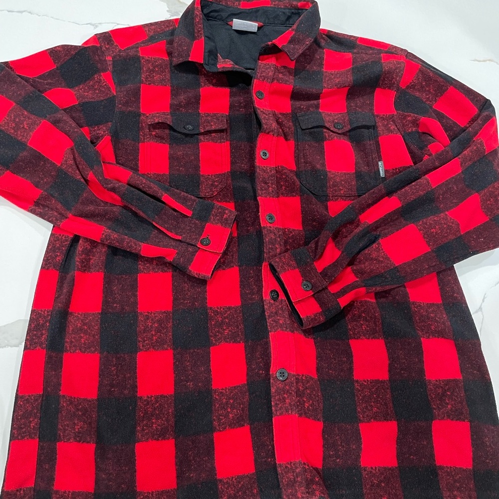 COLUMBIA FLEECE BUFFALO PLAID SHIRT L